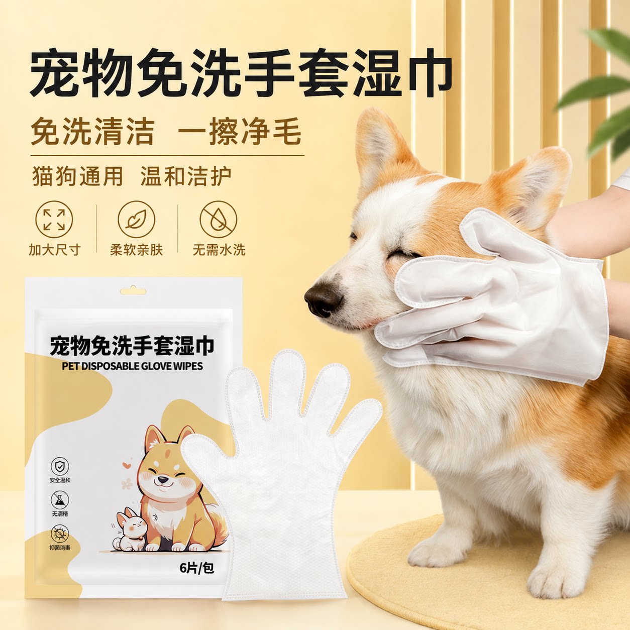 猫狗免洗杀菌除臭湿纸巾