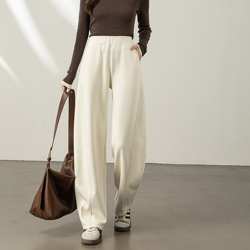 简寸醋酸羊毛裤女秋冬新款松紧腰