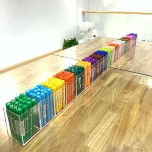 笔筒放水彩铅画笔儿童书桌置物架学生美工区分格文具马克笔收