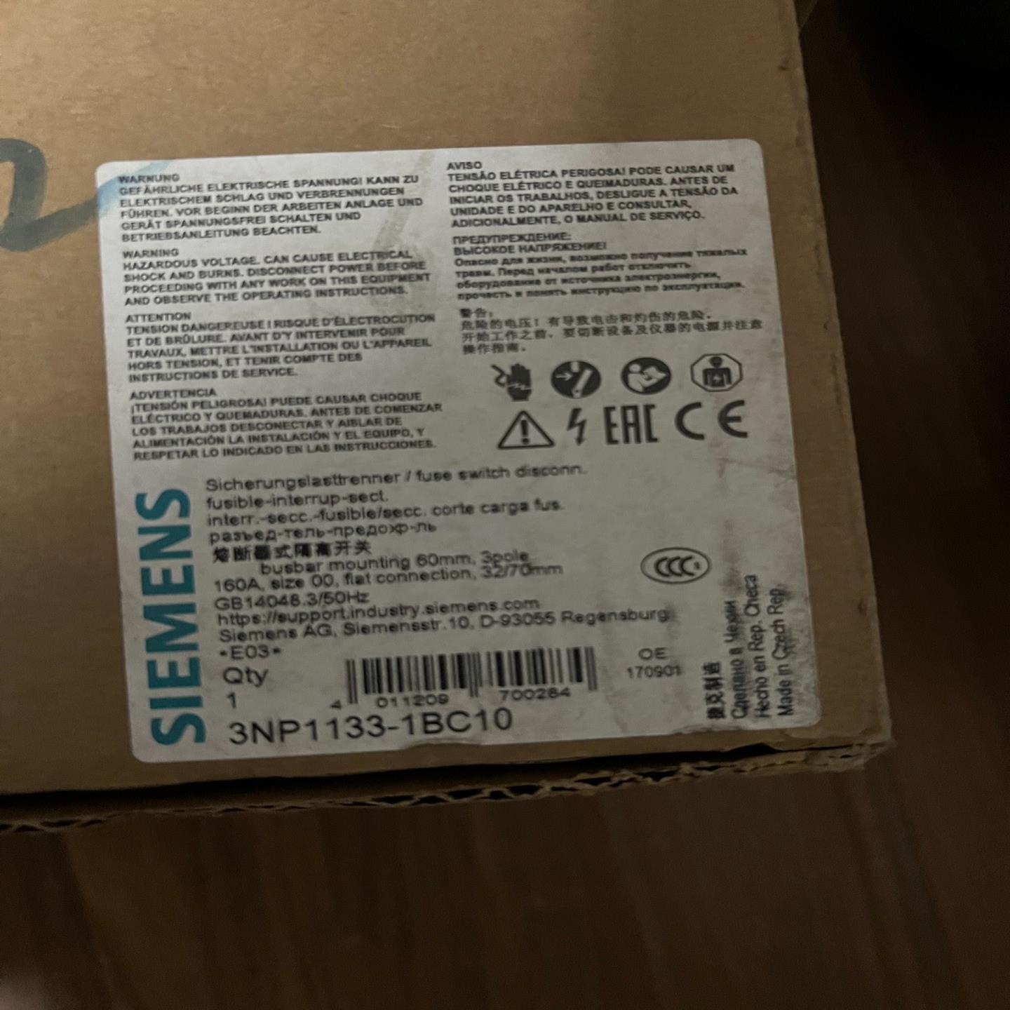 3NP1133-1BC10 3P熔断器隔离开关实物~询价