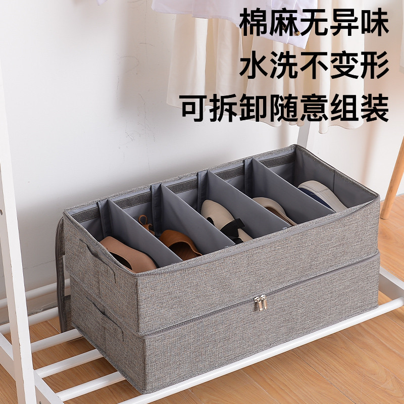 透明鞋盒收纳盒鞋子防尘收纳布艺可折叠盒子家用床底鞋子收纳