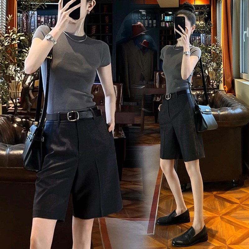 高品质西装短裤女士外穿薄款2025夏季新款韩版爆款宽松显瘦五分裤