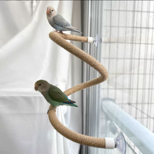 鹦鹉1米麻绳吸盘螺旋站架牡丹玄凤站杆鸟类专用磨牙玻璃笼子站棍