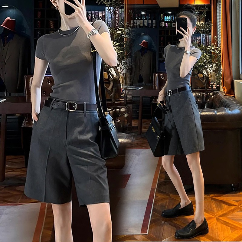 高品质西装短裤女士外穿薄款2025夏季新款韩版爆款宽松显瘦五分裤