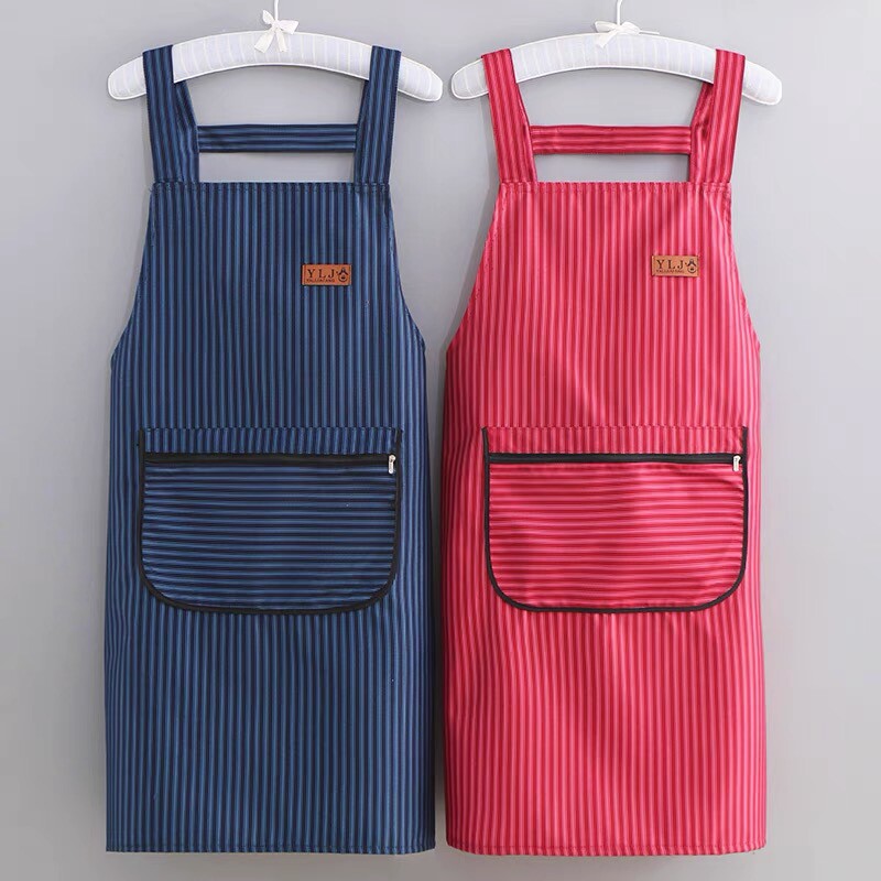 拉链口袋防水围裙夏季罩衣时尚新款家用厨房背带用工作服女定制