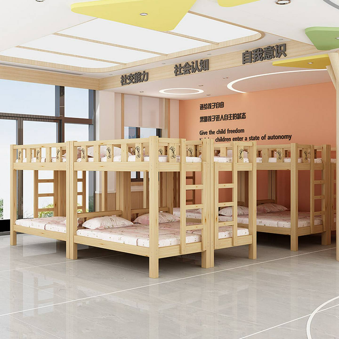 托管班上下铺幼儿园午睡上下床实木小学生双层床儿童午托班高低床