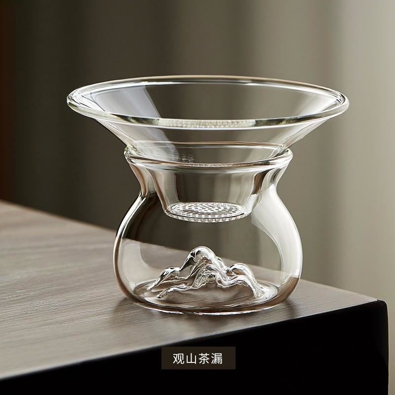 台湾耐热玻璃茶漏茶滤创意茶叶过滤网茶隔漏斗茶具配件滤茶器