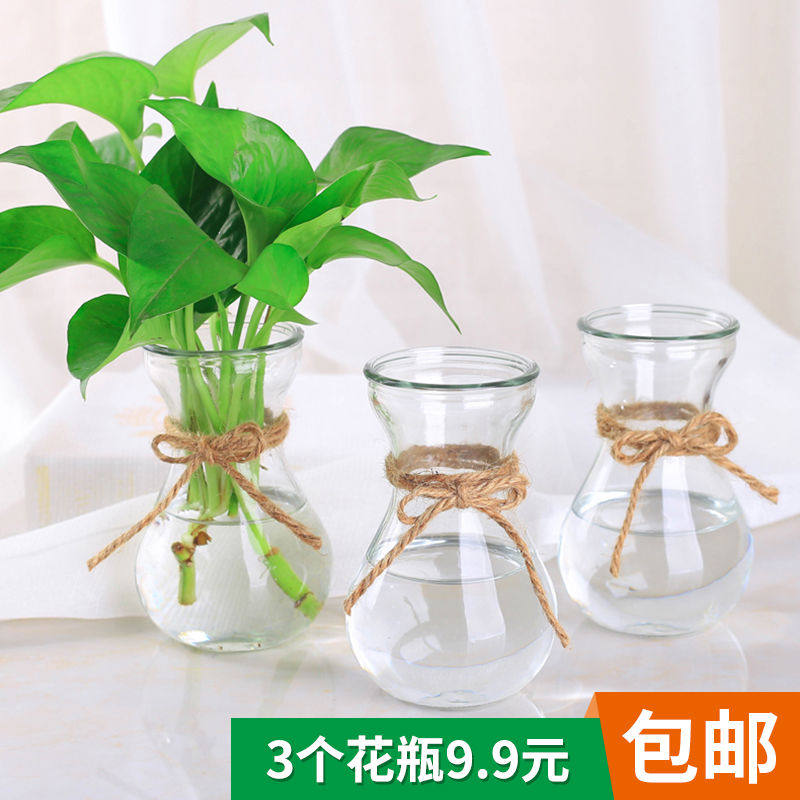 创意简约玻璃花瓶透明水培绿萝植物花瓶花盆风信子插花瓶客厅
