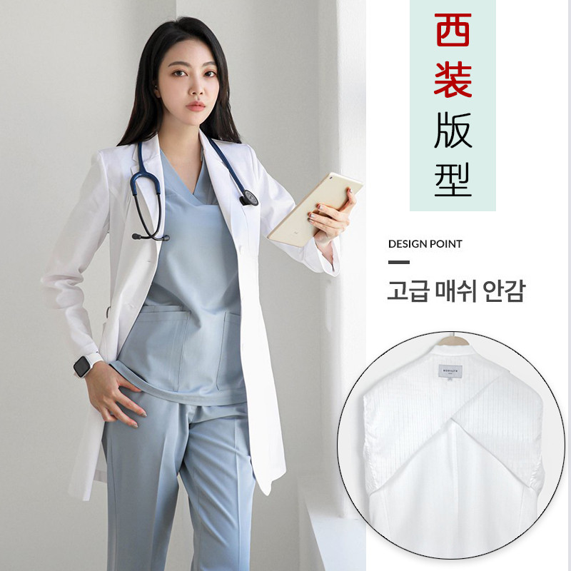 韩式医生白大褂工作服高端医护医师服长袖男女医学生实验室美容院