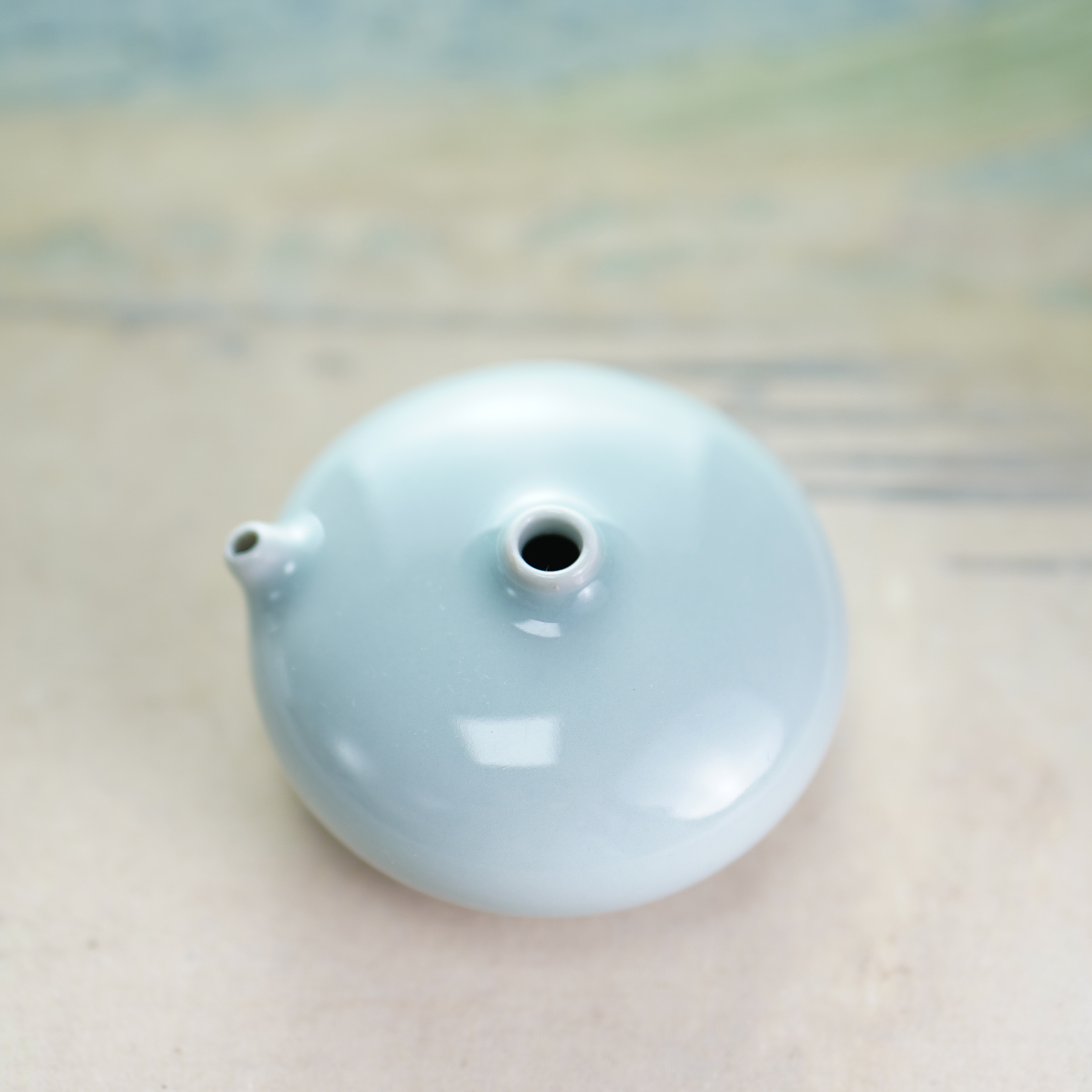 艺云笔庄青瓷小砚滴水滴砚台磨墨加水墨碟添水文房器书法用品