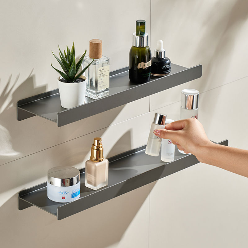 卫生间置物架铝合金隔板浴室柜镜子前收纳架子免打孔马桶上一