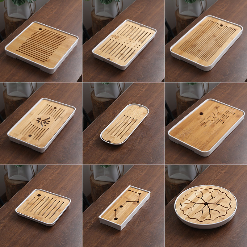 居家旅行茶具茶盘小型户外便携储水密胺干泡日式竹制茶台托盘