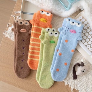 韩版可爱卡通比奇堡袜子女情侣款丑袜子地三鲜秋冬加厚Y02