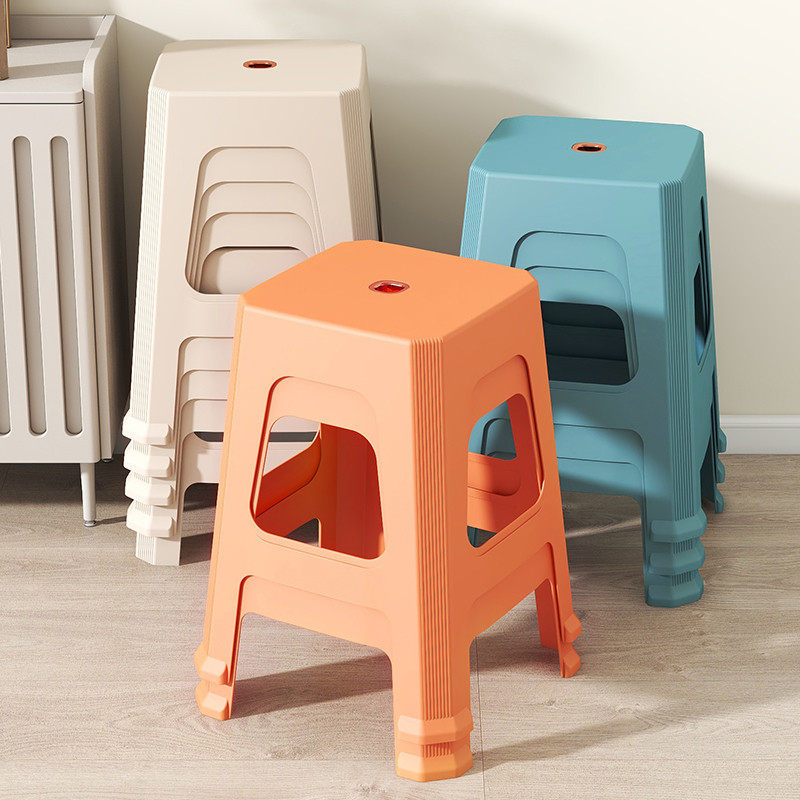 家用加厚塑料凳子现代简约客厅餐厅成人板凳熟胶高带防滑垫高