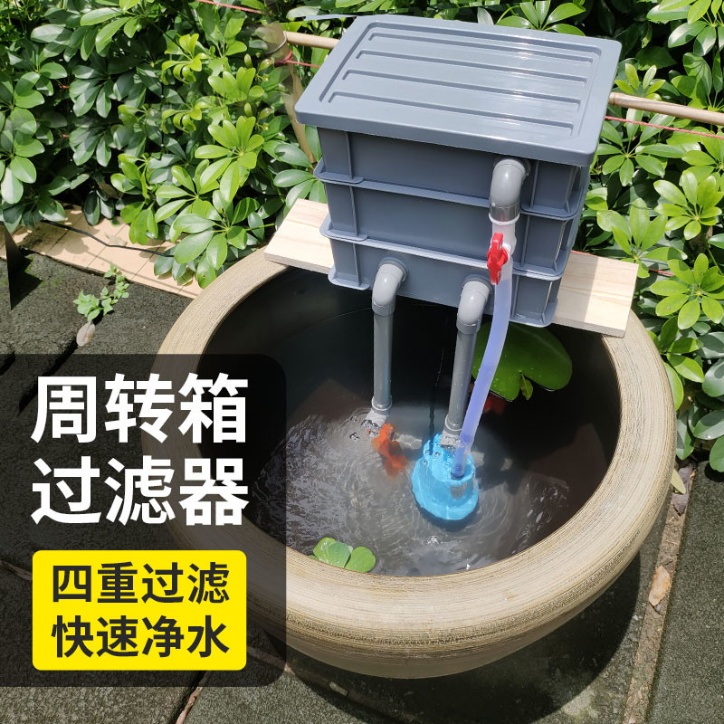 鱼缸过滤器净水循环三合一系统配件养鱼用大全龟滴流盒周转箱箱