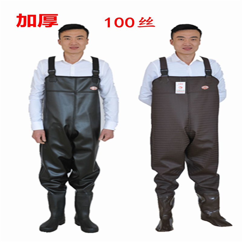 打渔郎加厚半身下水裤防水垂钓雨裤皮叉捕鱼钓鱼渔裤连体雨鞋