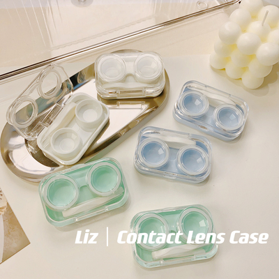 10.9/3个 多色免拧盖一体美瞳收纳双联便携隐形眼镜伴侣盒子ins风
