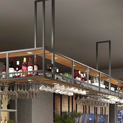 吧台酒架酒架置物架悬挂式酒吧墙上工业风酒架挂墙架铁艺