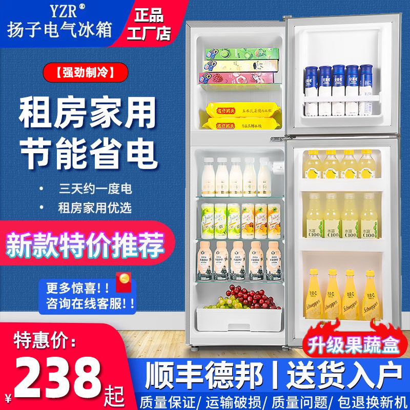 扬子电气小冰箱家用小型出租房双开门厨房双门小电冰箱一级能效