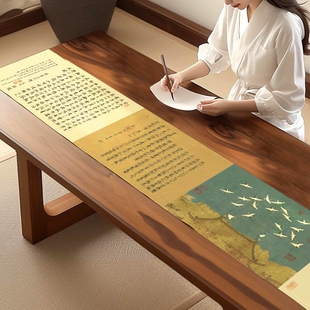 新款瑞鹤图中国风禅意桌旗中式茶席茶旗防水茶桌茶巾棉麻长条高端