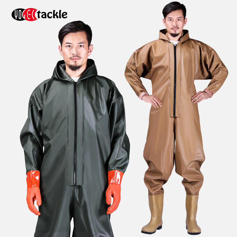 加厚下水裤男摸鱼防水衣全身水裤水鞋连体涉水服水库雨裤皮叉