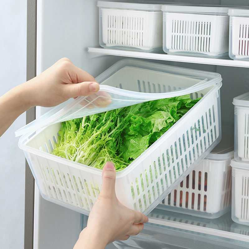 冰箱收纳盒沥水篮厨房食级保鲜盒水果蔬菜鸡蛋专用冷冻整理