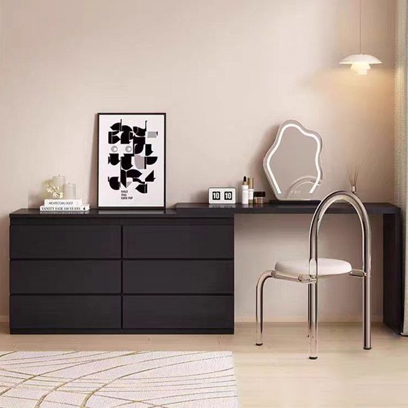 2024实木黑色梳妆台斗柜一体现代简约床头化妆桌高级卧室化妆柜
