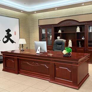 新中式老板桌总裁桌实木办公桌简约现代大班台经理办公室桌椅组合