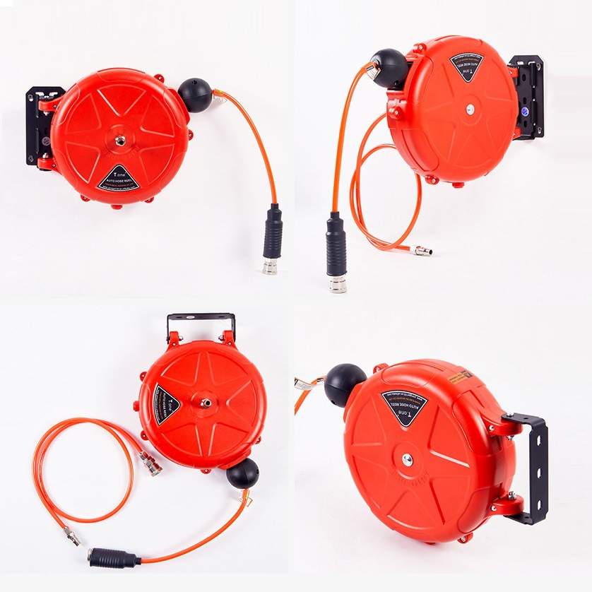 8mm自动伸缩气鼓卷管器 Mini air drum 汽修厂4S店悬挂式收管器
