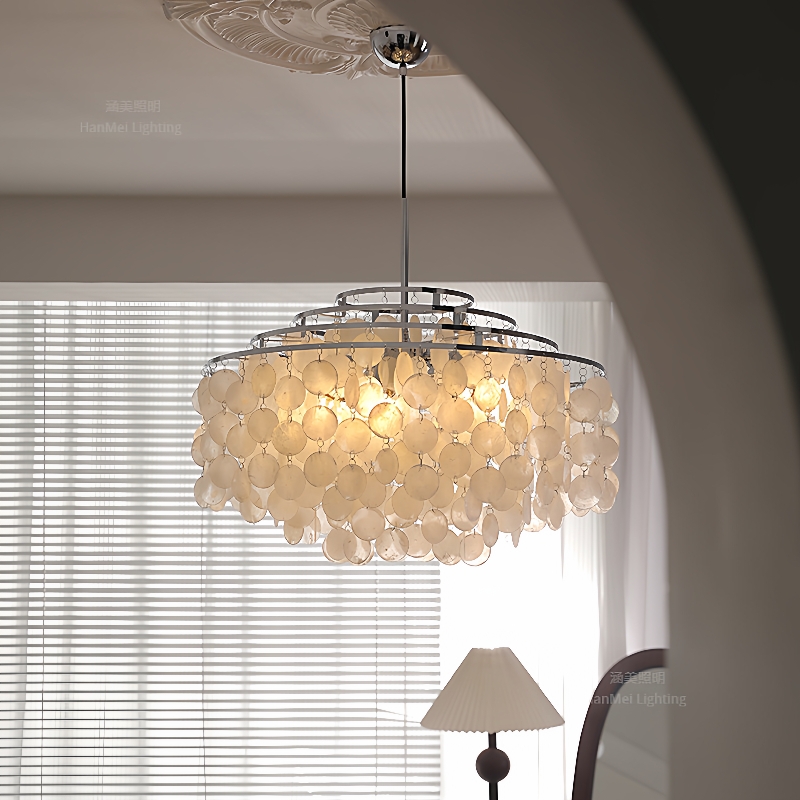 法式风铃贝壳吊灯美式奶油风客厅餐厅卧室verpan珍珠吊灯