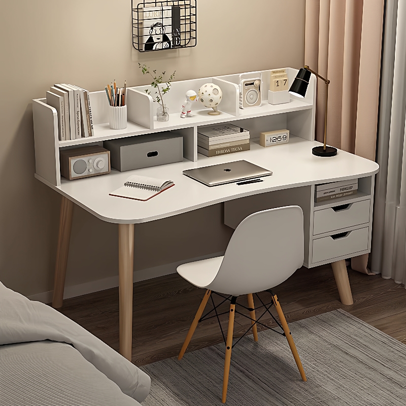 书桌书架一体学生家用写字桌简约卧室学习桌子简易办公台式电脑桌