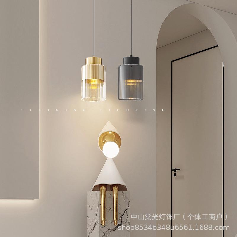 现代简约全铜吊灯卧室床头灯极简轻奢创意吧台餐厅网红艺术吊线灯