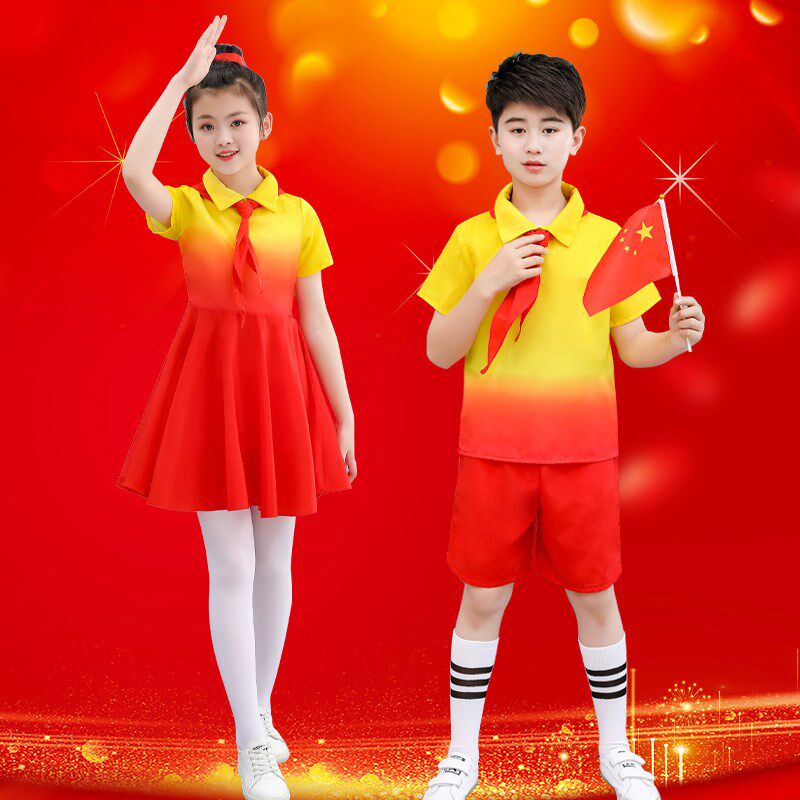 儿童节表演服中小学生大合唱连衣裙演出服共青团红领巾服装红歌