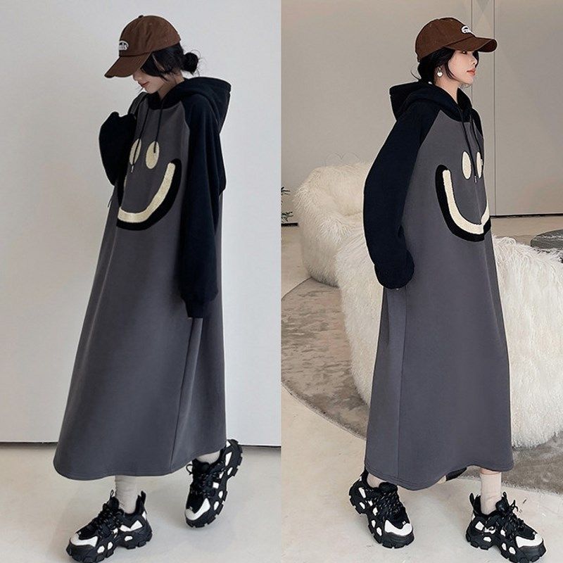 胖mm大码200斤连衣裙孕妇装秋装新款韩版中长款显瘦连帽卫衣裙女,孕妇装/孕产妇用品/营养,卫衣/绒衫,淘宝优惠券,粉丝福利购,淘宝优惠卷