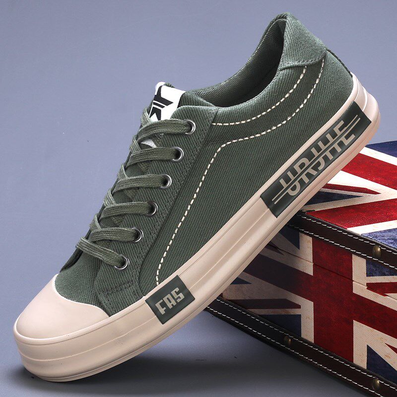 2025春季新款男鞋韩版潮流休闲鞋青春时尚帆布鞋低帮系带平底板鞋