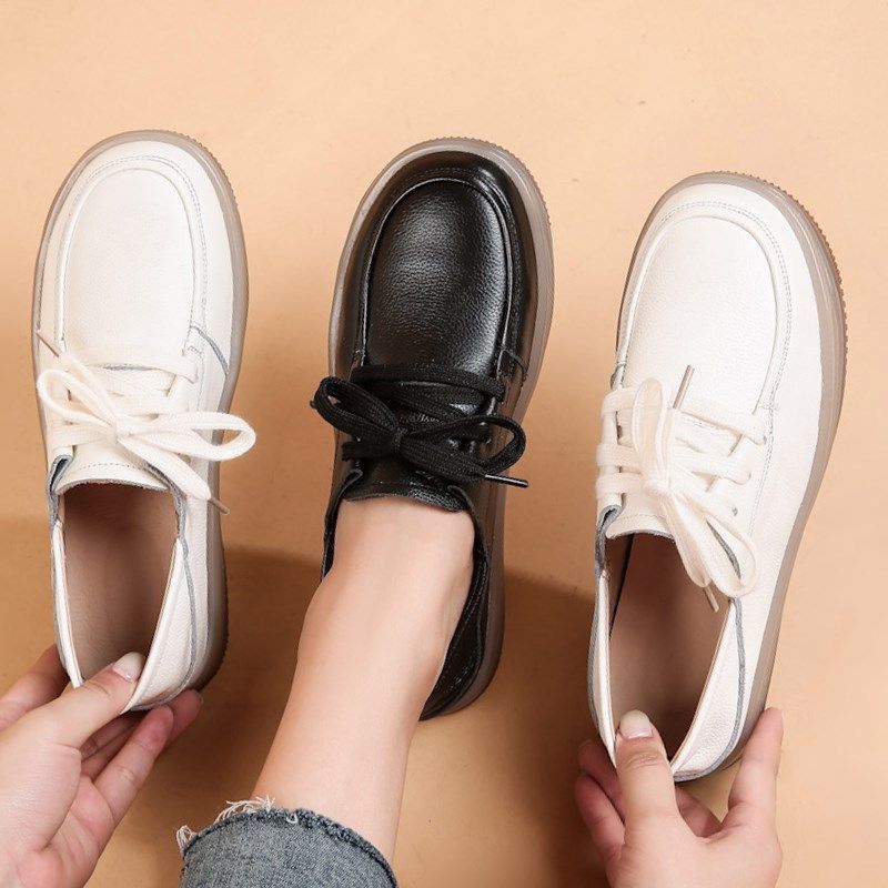 牛筋软底真皮女鞋秋季小白鞋女2023新款百搭平底深口单鞋妈妈鞋子,女鞋,深口单鞋,淘宝优惠券,粉丝福利购,淘宝优惠卷