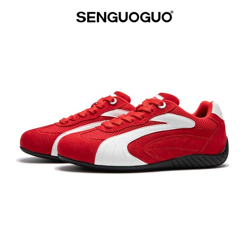 森果果 赛车鞋/白红色德训鞋男2025夏季新款网面内增高鞋子板鞋女,流行男鞋,德训鞋,淘宝优惠券,粉丝福利购,淘宝优惠卷