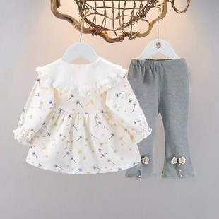 女婴儿童装女宝宝春装纯棉套装韩版洋气女童春秋天衣服时髦两件套