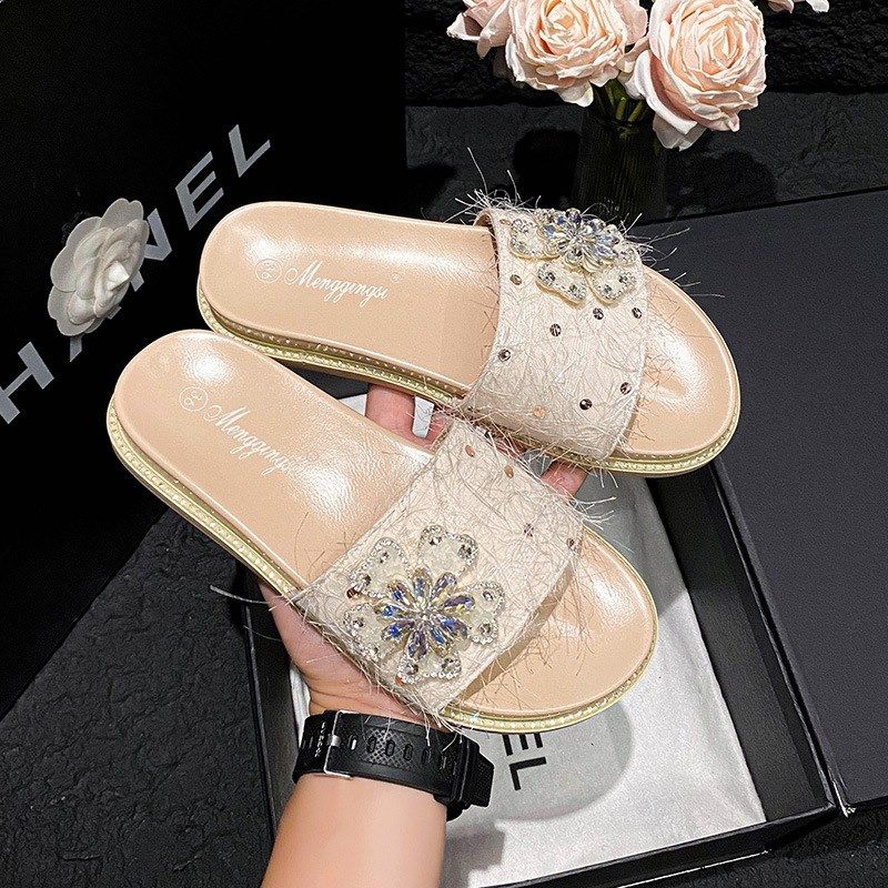 水钻凉拖夏季外穿厚底2025新款舒适休闲拖鞋配裙子大码女鞋41到43,女鞋,一字拖,淘宝优惠券,粉丝福利购,淘宝优惠卷