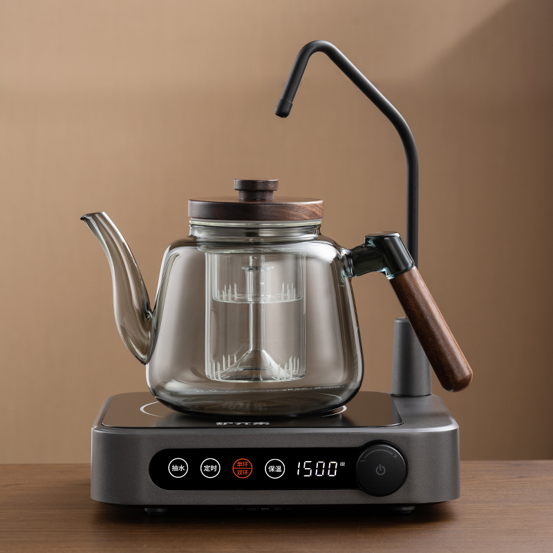 黑晶炉2023新款抽水煮t茶炉耐热高温玻璃煮茶壶泡茶过滤家用煮茶