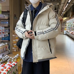 棉服男款冬季加厚短款连帽外套高中学生羽绒棉N衣大尺码胖子冬装