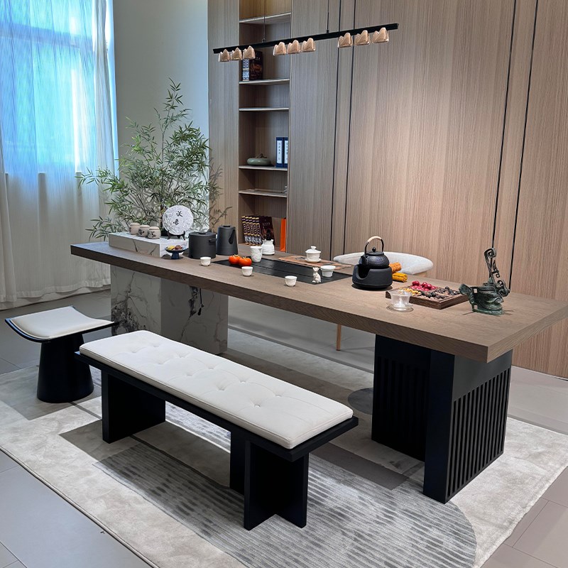 大板实木茶桌椅组合客厅简约茶台茶室白蜡木新中式办公室茶艺桌