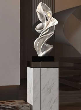 新中式艺术e飘带抽象落地雕塑酒店大堂摆件别墅会所售楼处软装饰