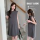 穿搭高级感无袖 孕妇装 中长连衣裙幂式 2025新款 垫肩纯棉T恤裙 夏季