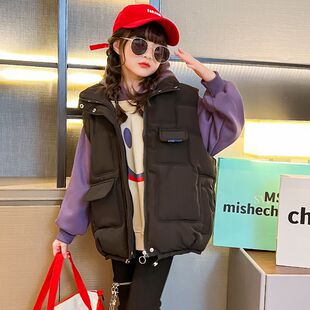 女童羽绒棉马甲秋冬新款洋派儿童大童女孩冬季坎肩背心马夹外穿潮