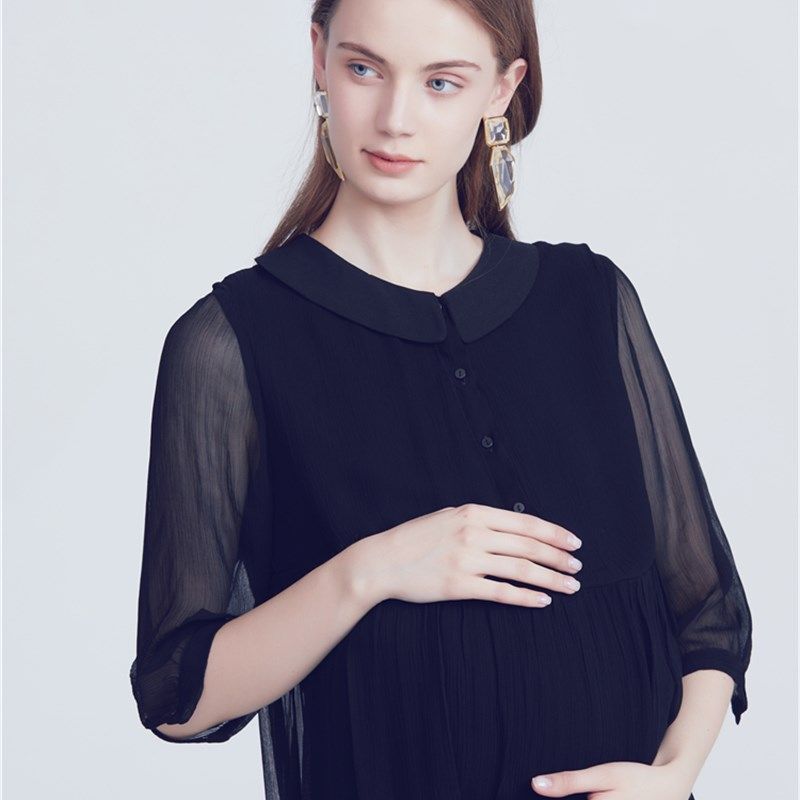 孕妇装春夏装连衣裙2024新款时尚娃娃款宽松孕妇夏季雪纺连衣裙子