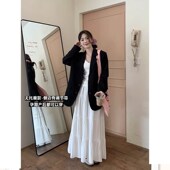 可调节中长款 2024新款 蛋糕裙仙女裙 白色褶皱半身裙夏春秋季 孕妇装