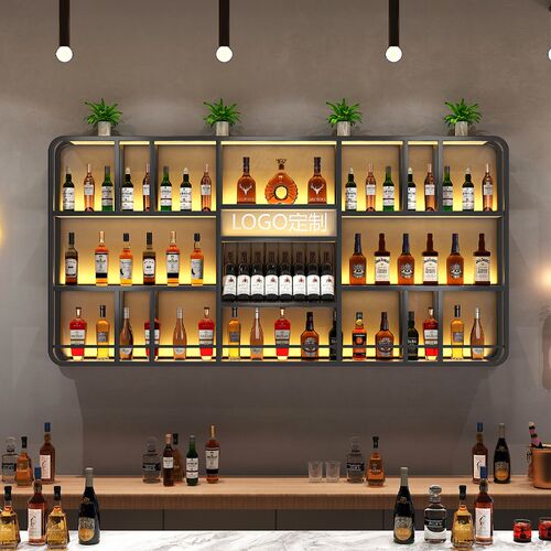 创意餐厅红酒架子轻奢风酒吧铁艺展示架吧台酒柜靠墙壁挂式置物架