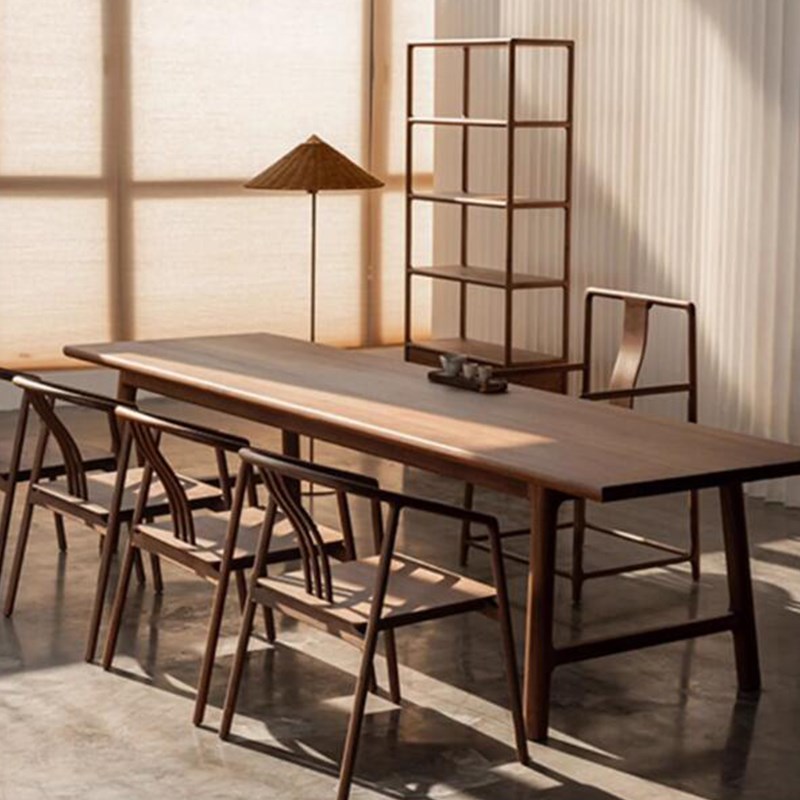 新中式黑胡桃木茶桌椅组合实木客厅茶桌办公室禅意茶室接待泡茶台