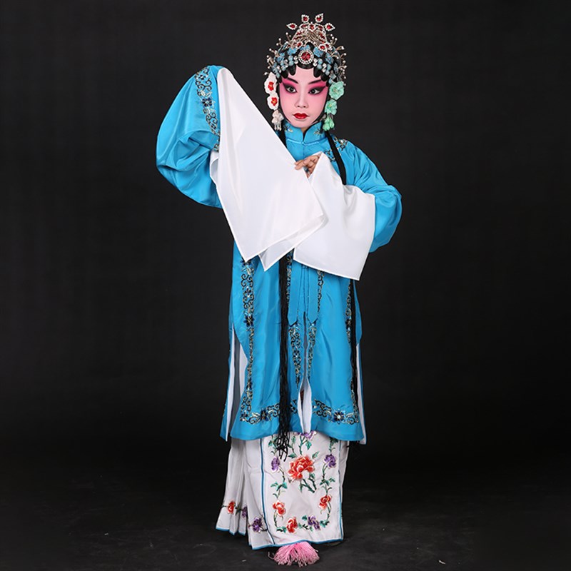 儿童青衣戏服 京剧戏曲梨园服装青衣披花旦女孩舞蹈演出花褶子